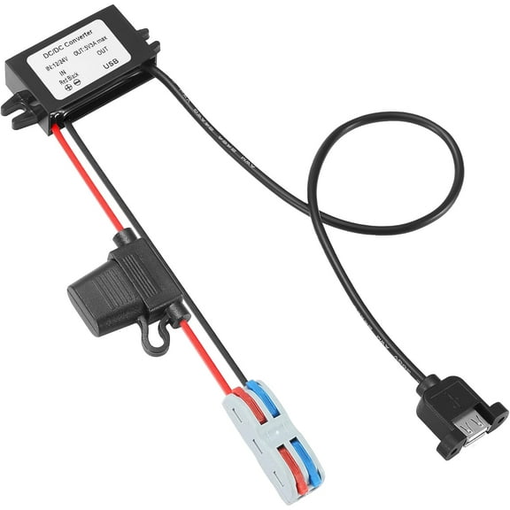 DC/DC Buck Fixable USB Port 8-32V to 5V Fused Voltage Converter 5V3A 15W MAX 12V/24V Power Transformer Waterproof Step Down Module for Automotive,Dockyard, Instruments