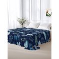 thumbnail image 4 of King Flat Sheet Only Thanksgiving Blue Pumpkin Seamless Soft Microfiber Cooling Bedding Sheets Fall Maple Leaves Flat Bed Sheet for Hotel,Home Decor, 4 of 7