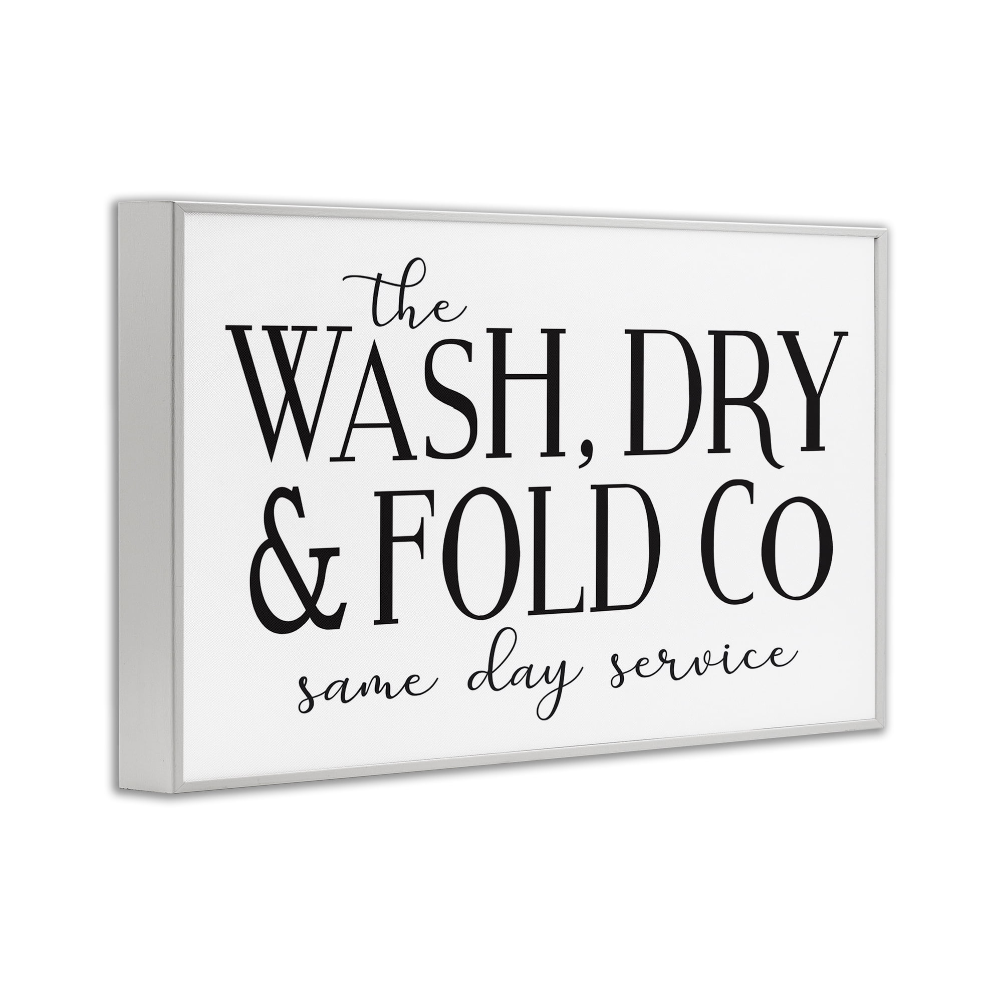 Stupell Industries Same Day Service Laundry Typography Painting White Framed Art Print Wall Art, 30 x 20