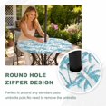 thumbnail image 4 of Round Outdoor Tablecloth with Umbrella Hole and Zipper, Aqua Blue Palm Tree Tablecloth with Elastic Waterproof, Coastal Trees Summer Tropical Botanical Patio Table Covers for 55" - 60" Pool Tables, 4 of 9