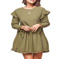 thumbnail image 1 of Solid Color Loose Ruffle Party Mini Dress for Women with Long Sleeves, 1 of 7