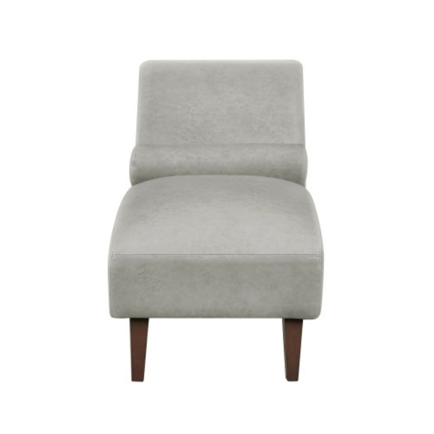 Chaise Lounge Chair with Bolster Pillow, Modern Curved Lounge Chair in Premium Tech Fabric, Upholstered Reading Chaise for Living Room & Bedroom, Wooden Legs, 400 lbs Capacity, Gray