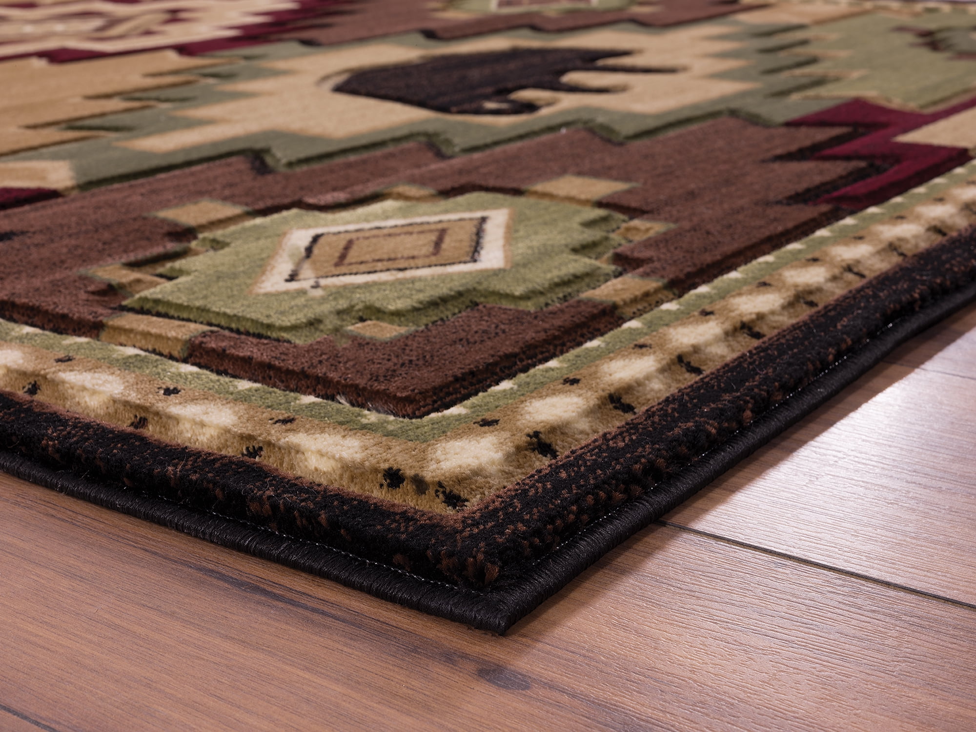 United Weavers Rustic Forest Aztec Diamond Multi Hand-Carved Area Rug or Runner