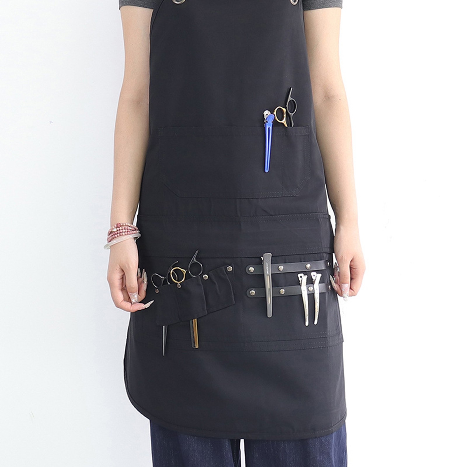 Multi-Use Work Smock for Artists Cooks Stylists Polyester with XL Pockets, Unisex Protective Apron