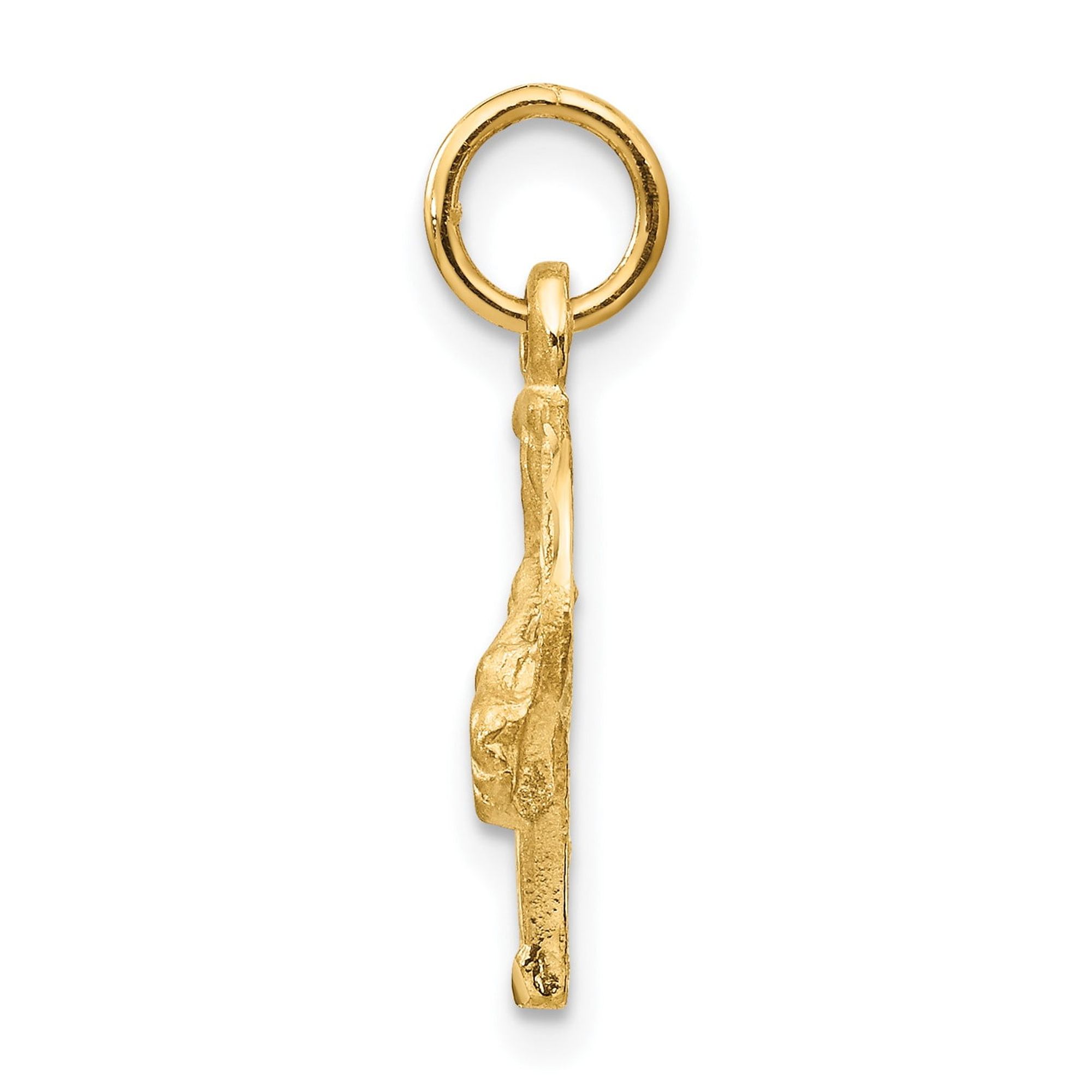14k Yellow Gold Horse Head Horseshoe Pendant Charm, Western Equestrian Diamond-Cut