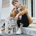 thumbnail image 2 of Heavy-Duty Transparent PVC & Oxford Canvas Backpack with Adjustable Breathable Straps - 17"x7.5"x12.5" Large Capacity, Multiple Compartments (Main, Inner Pocket, 2 Front, 2 Mesh Side) for School,, 2 of 6