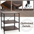 thumbnail image 4 of Canddidliike 3-Tier Kitchen Baker's Rack Microwave Oven Storage Cart with Hooks-Charcoal Brown, Bakers Rack Kitchen Storage Shelf, 4 of 8