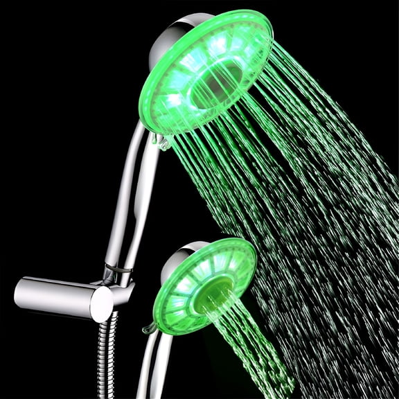 HIBIBUD Dual Shower Head High Pressure with Handheld Bath Tub for Kids,Colorful Head,7 Colors Changing LED Shower Faucet Water Glow Light