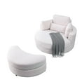 thumbnail image 2 of Accent Swivel Barrel Chair with Storage Ottoman, 51“ Round Accent Chair Lounge Chair with Pillows, Upholstered Linen Fabric Oversize Sofa Chair Reading Chair, for Bedroom, Hotel, Ivory, 2 of 7