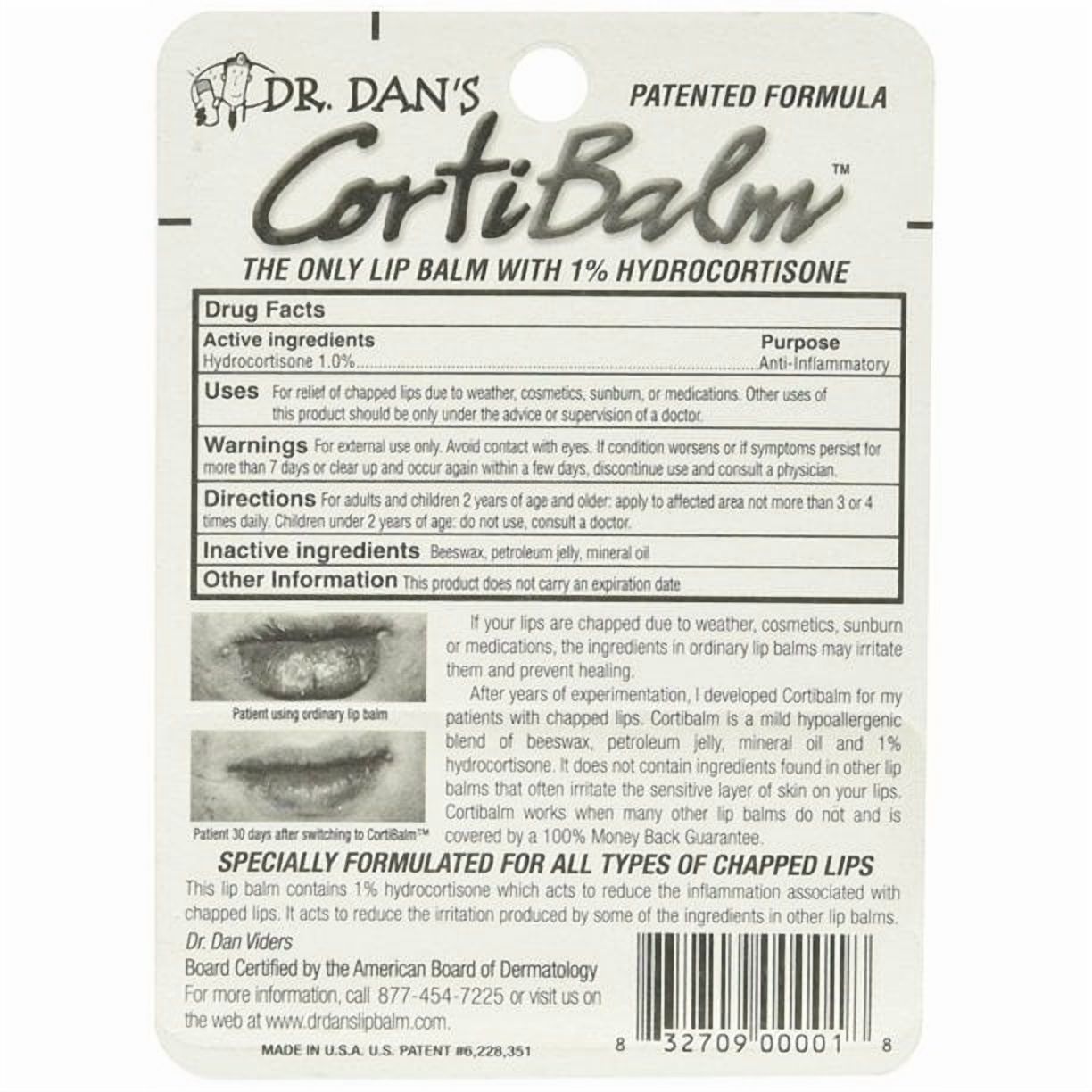 Dr. Dans CortiBalm Lip Balm Patented Formula 0.14 Ounces (3-Pack)