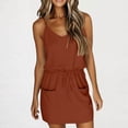 thumbnail image 2 of Vetsdori Sleeveless Mini Dresses for Women Solid Color Slip Dress Beach Holiday Summer Pockets,V-Neck Sundress Juniors Dress Tank, 2 of 6