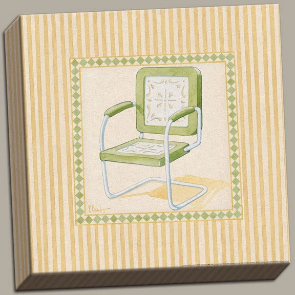 Canvas Retro Patio Chair Hipster Flower Stripes Wall Art Urban Fashioned Old Cool Quality Art 12x12