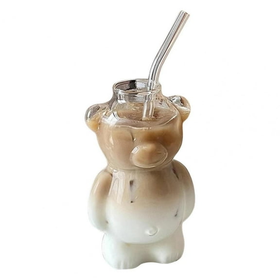 🔥 Cartoon Bear Shaped Coffee Mug Clear Glass Cup Bear Shaped Glass Cup Beverage Glasses for Girlfriends Female Birthday Gift
