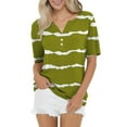 thumbnail image 2 of Tittly T Shirts for Women V Neck T Shirts Women's Fashion Casual Striped Button Short Sleeve Top T Shirt Graphic Tees Tshirts Shirts AG L, 2 of 5