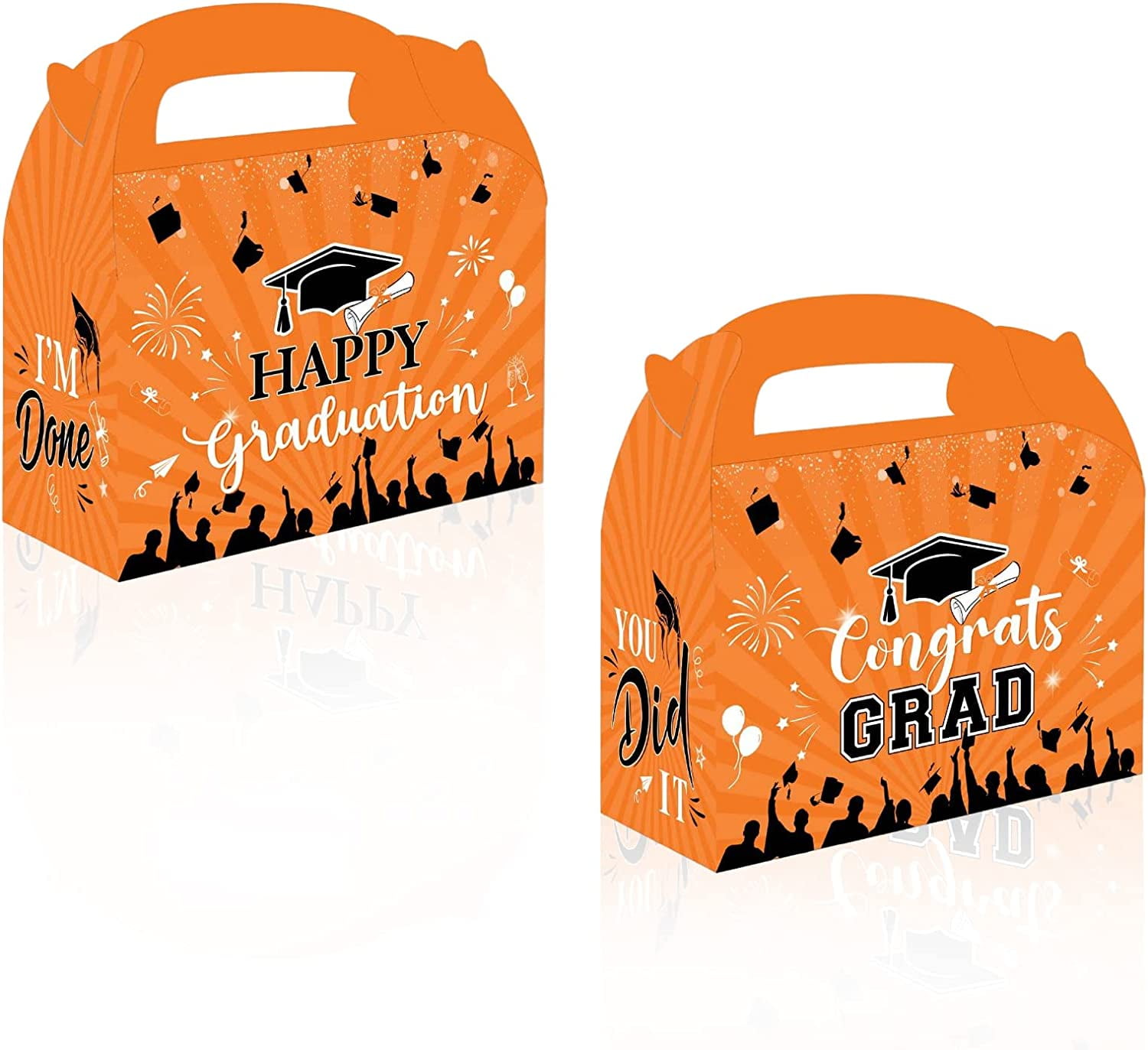 College Graduation T Boxes Orange 12pcs Congrats Grad Party Favor Treat Boxes Graduation 3854