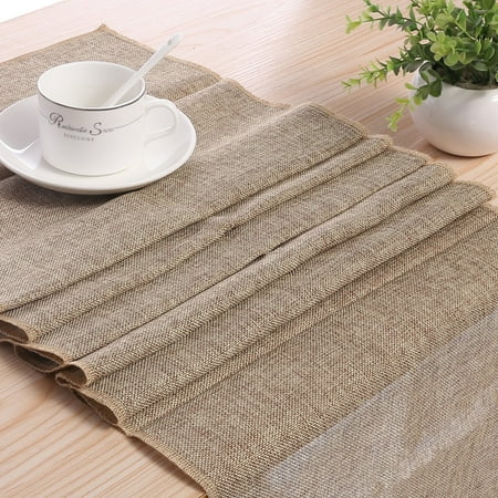 

Pudcoco Creative Household Solid Color Burlap Reusable Decorative Table Runners