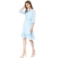thumbnail image 4 of INSPIRE CHIC Robe Trapèze à Smocks pour Femme à Ourlet à Volants, Manches 3/4, 4 of 6