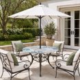 thumbnail image 2 of Round Outdoor Tablecloth with Umbrella Hole and Zipper, Blue Coral Coastal Tablecloth with Elastic Waterproof, Summer Beach Ocean Starfish Conch Patio Table Covers for 55" - 60" Picnic Pool Tables, 2 of 9