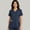 Navy Blue, variant on HeedFit Women’s Snap Front Scrub Top, V-Neck, 3 Pockets, Short Sleeve, s, Black