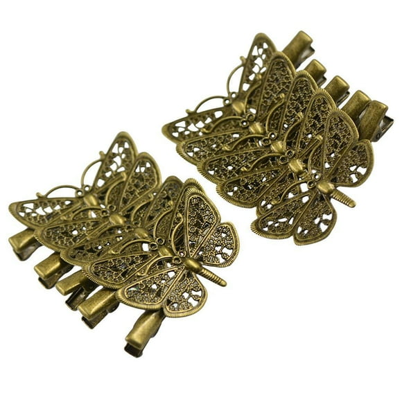 Tachiuwa 10pcs Butterfly Blank Metal Alligator Hair Clip Pin Hair Accessory Craft Pad