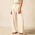 thumbnail image 6 of WAVSUF Girls Pants, with Side Pockets Wide Leg High Waist Casual Comfort Soft Trousers Beige 6, 6 of 10