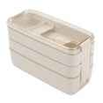 thumbnail image 1 of 900ml Plastic Lunch Box 3 Layer Wheat Straw Boxes Microwave Oven Dishes Food Storage Container Lunchbox, 1 of 8