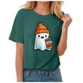 thumbnail image 5 of Godom Womens Funny Pumpkin Printed Shirts Halloween Short Sleeve Graphic Tees Fall T-Shirts Tops, 5 of 7