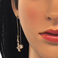 thumbnail image 2 of Polished 14k Yellow Gold Plated Clear Cubic Zirconia Threader Earrings, 2 of 4
