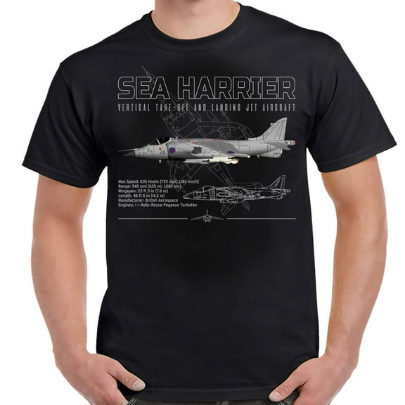 British Aerospace Sea Harrier Schematic Adult Shirt-Medium