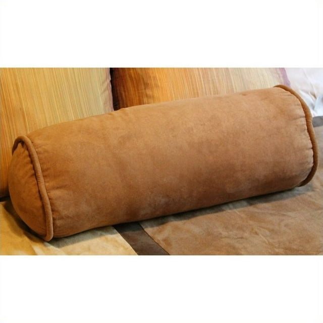 Blazing Needles 2 Piece Micro Suede Corded Bolster Cushion Set-Red Wine