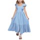 thumbnail image 2 of Odeerbi 4-15 Años de Las Niñas de Verano de Algodón de Lino Maxi Vestido Con Cuello Cuadrado de La Espalda de Arco Ruffle Tierrado Vestido de Línea A Para Las Vacaciones de La Playa de La Fiesta, 2 of 8