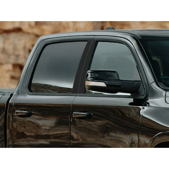 Rvinyl Pillar Post Window Trim Compatible with Ram 1500 2019-2024 (Crew Cab / Quad Cab) - Gloss