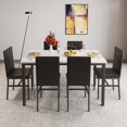 thumbnail image 5 of SYNGAR 7 Piece Dining Set, Modern Dining Table and Chairs Set for 6, Kitchen Dining Table Set with Faux Marble Tabletop and 6 Faux Leather Upholstered Chairs, for Small Space, Breakfast Nook, D9212, 5 of 9