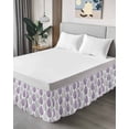 thumbnail image 4 of Grey and Bed Skirt Purple Olive Leaf Texture Watercolor Bed Skirts Queen Size 18 Inch Drop, Wrap Around Dust Ruffle&nbsp;Bedskirt with Adjustable Elastic Belt for Queen Size Beds, 4 of 7