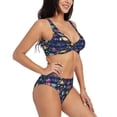 thumbnail image 2 of Kdxio Sea Inhabitans and Herb Print Women's 2 Piece High Waisted Wrap Spaghetti Strap Summer Swimsuit Bikini Set-, 2 of 7