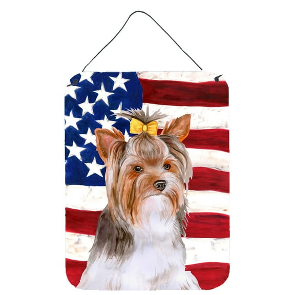 Carolines Treasures BB9723DS1216 Yorkshire Terrier Design2 Patriotic Wall or Door Hanging Prints 12WX16H multicolor