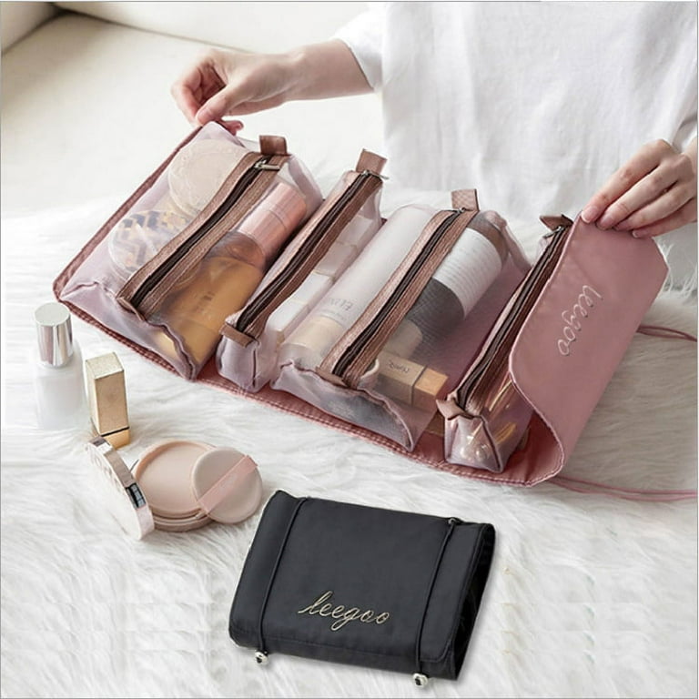 HYZFDD Wash Bag Travel,Travel Toiletry Bag,Travel Makeup Bag,Clear Toiletry  Bag,Translucent Waterproof and Draining Travel Toiletry Bag. (Pink M)