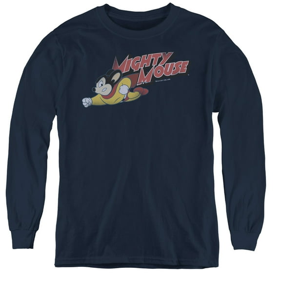 Mighty Mouse Mighty Retro Youth Long Sleeve T-Shirt Navy