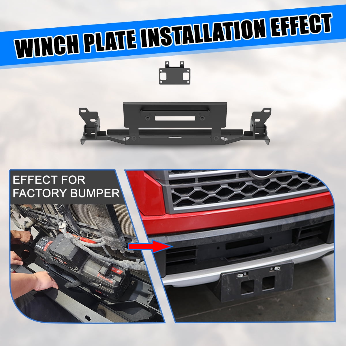 Heavy Duty Steel Front Bumper Winch Plate Fit for Nissan Frontier 2022 2023 2024,w/Licence Plate Bracket,Black Powder Coated