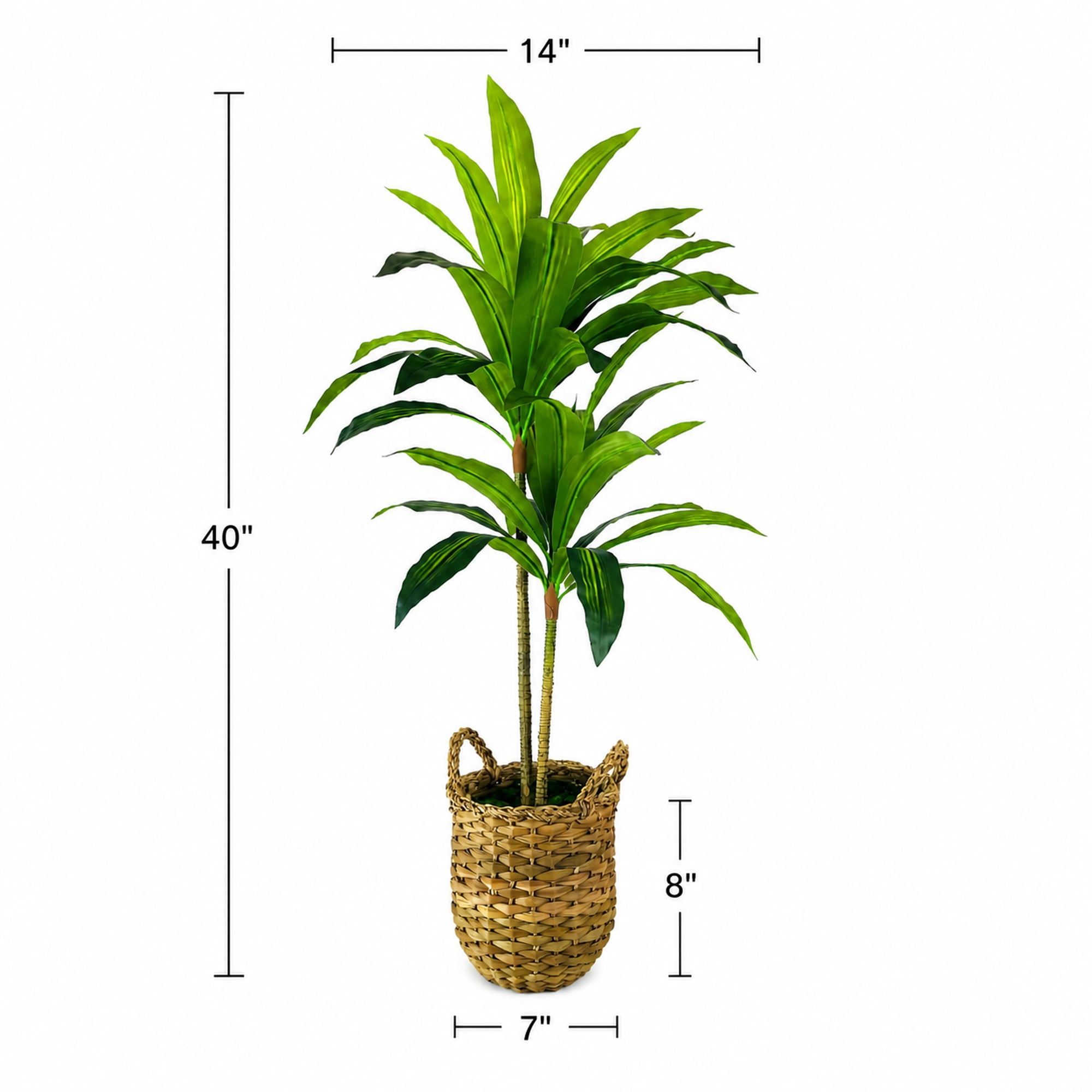 Artificial Plants, 3.3ft Fake Dracaena Tree in Woven Handled Basket by LCG Florals, Faux Designer Fake Plants Indoor Décor, Silk Plants for Home Décor Office Porch Patio Living Room Decor