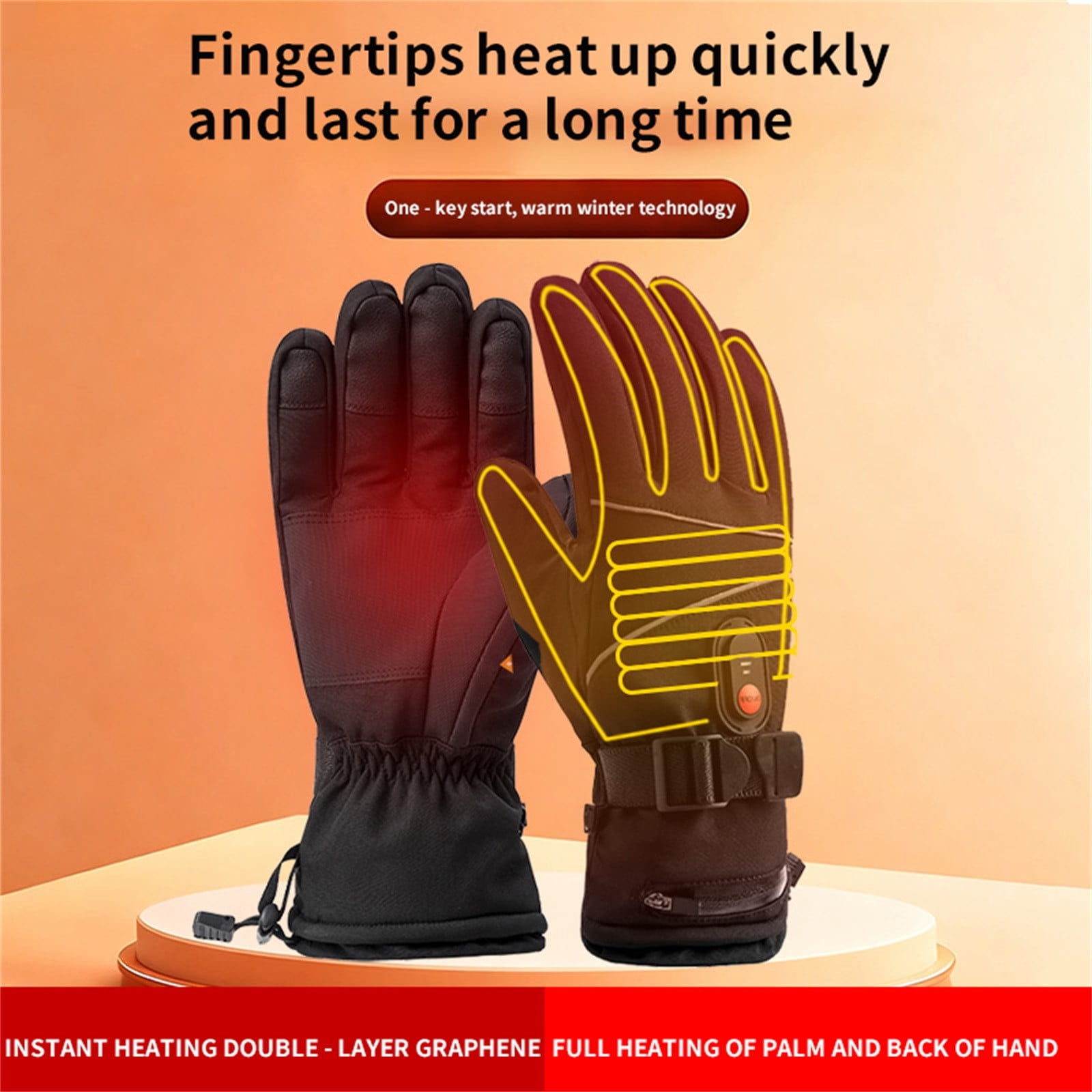 Heated Winter Gloves With Carbon Fiber Heating Gloves For Both Men And Women, 3 Temp Settings & Touchscreen Tips, Waterproof Thinsulate Insulated Gloves For Outdoor Sports,Travel, Cycling, Skiing