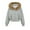 Gray, variant on Faux Fur Trim Hoodies for Women Y2k Long Sleeve Cropped Sweatshirt Zip Up Jacket with Fur Hood Vintage Outfit Fall Winter Outfits Fashion Tops