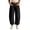 Black, variant on Womens High Waist Single Button Barrel Cropped Pants Dual Square Patch Pockets Zipper Fly Solid Color Loose Casual Daily Walking Trousers