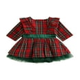 thumbnail image 1 of Robe de Noël pour Fillette 0-5 Ans à Carreaux Patchwork à Volants Manches Longues Tutu Robe Tenues de Princesse Rouge 3-4 Ans, 1 of 7
