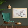 thumbnail image 2 of Floral Wall Art with Frame, Classic Paint Style Art Flower Branches Blossom and Flying Birds Pattern, Printed Fabric Poster for Bathroom Living Room, 35" x 23", Grey White, by Ambesonne, 2 of 2