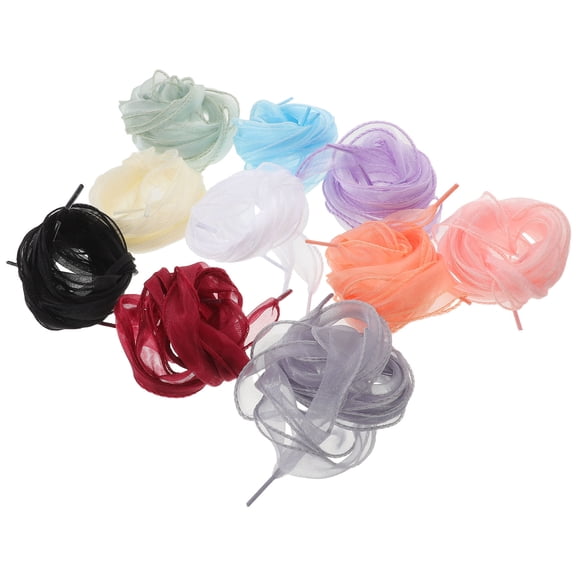 LOLIPPYY Breathable Organza Shoe Laces for Sneakers, Multi-Color and Stylish, 10Pairs