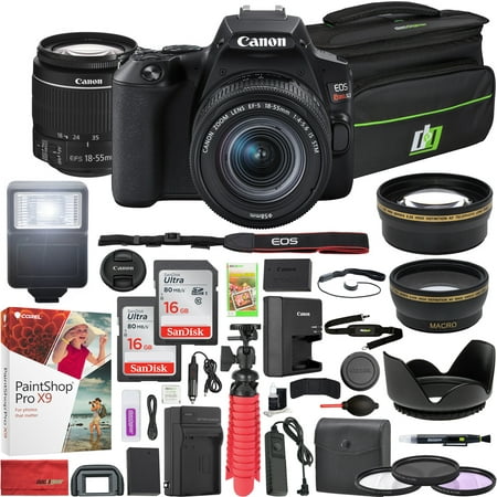 Canon EOS Rebel SL3 DSLR 24.1MP 4K Camera with EF-S 18-55mm f/3.5-5.6 IS STM Lens (Black) and Double Battery Two (2) 16GB SDHC Memory Cards Plus Flash Remote Filter Set Cleaning Kit Accessory (Best Third Party Flash For Canon)