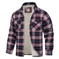 thumbnail image 1 of Chaquetas de hombre, chaqueta de camisa a cuadros de polar, chaquetas de trabajo de franela, camisa de leñador, abrigo informal con botones y bolsillos., 1 of 5
