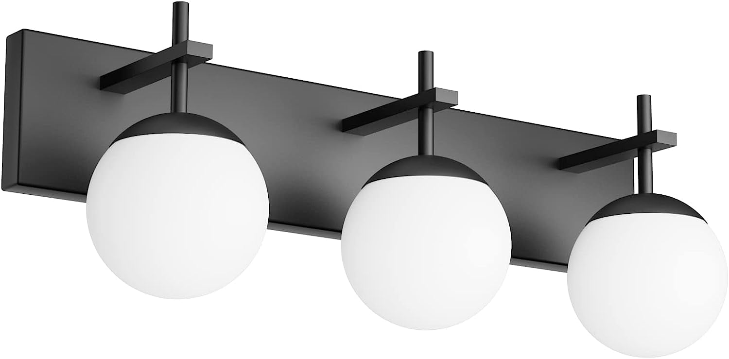 ANKYT Matte Black Bathroom Light Fixtures 3Light Mid Century Modern