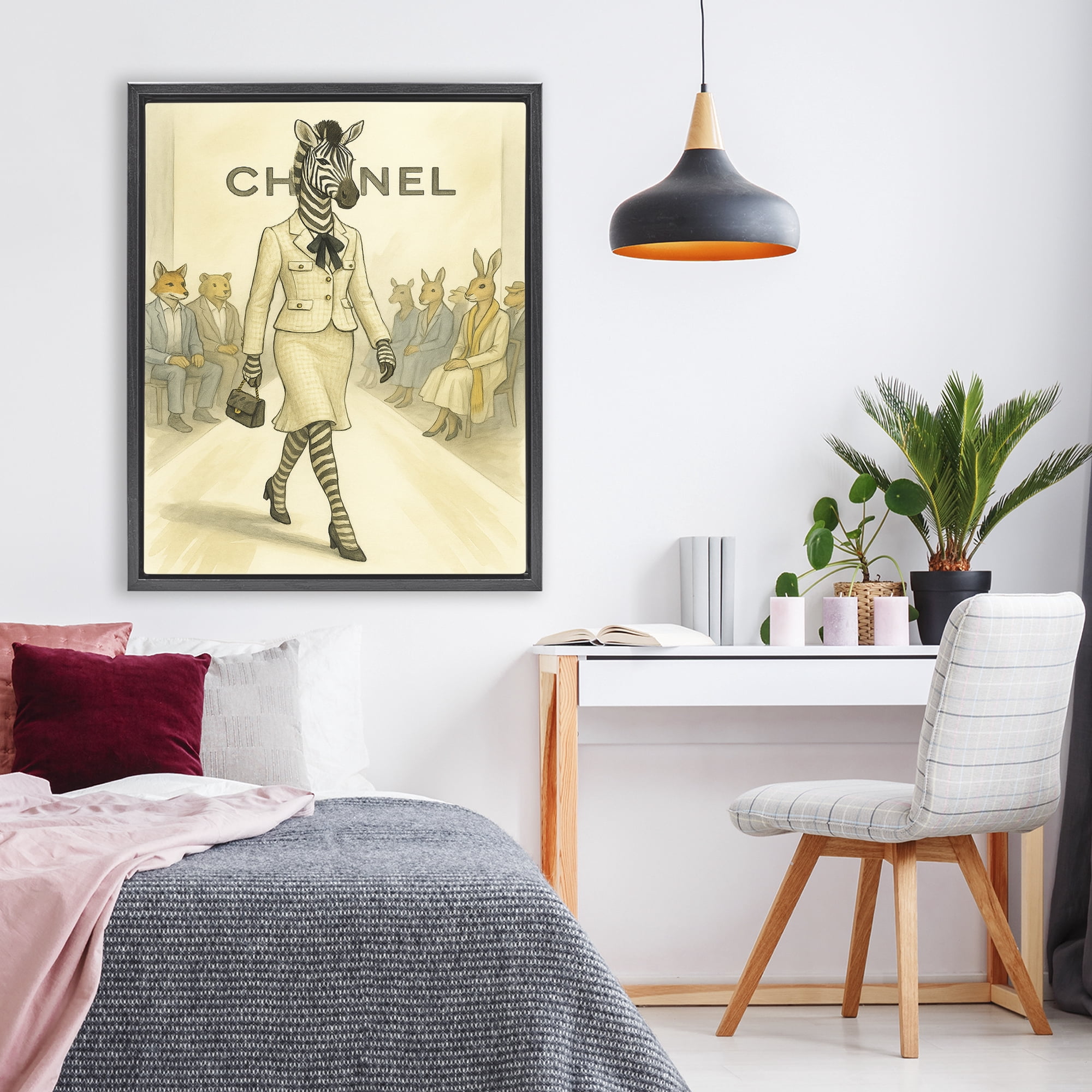 Stupell Industries Fashion Runway Zebra Black Framed Floater Canvas Wall Art, design by Grotto Studios